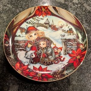 Rare Jody Bergsma Holiday Collectors Plate “Down the Glistening Lane” 1990